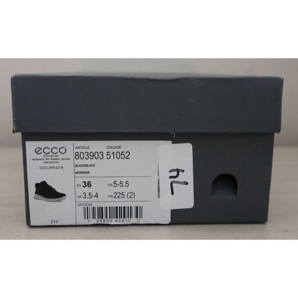 Ecco 803903-51052 Women's Sz 36 US 5-5.5 Black Zipflex Breathru HydroMax Shoes - Picture 13 of 13